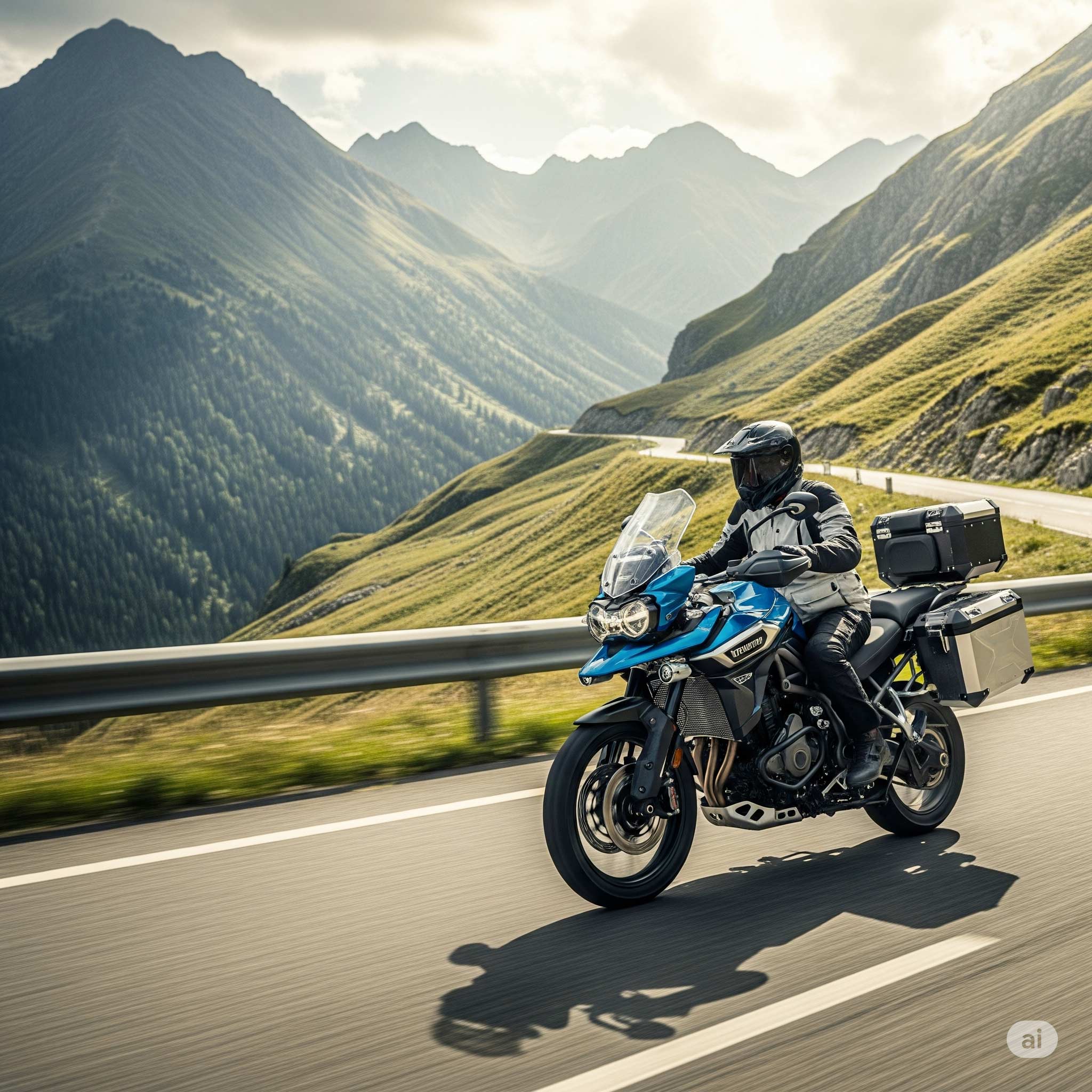 Moto seule sur une route panoramique