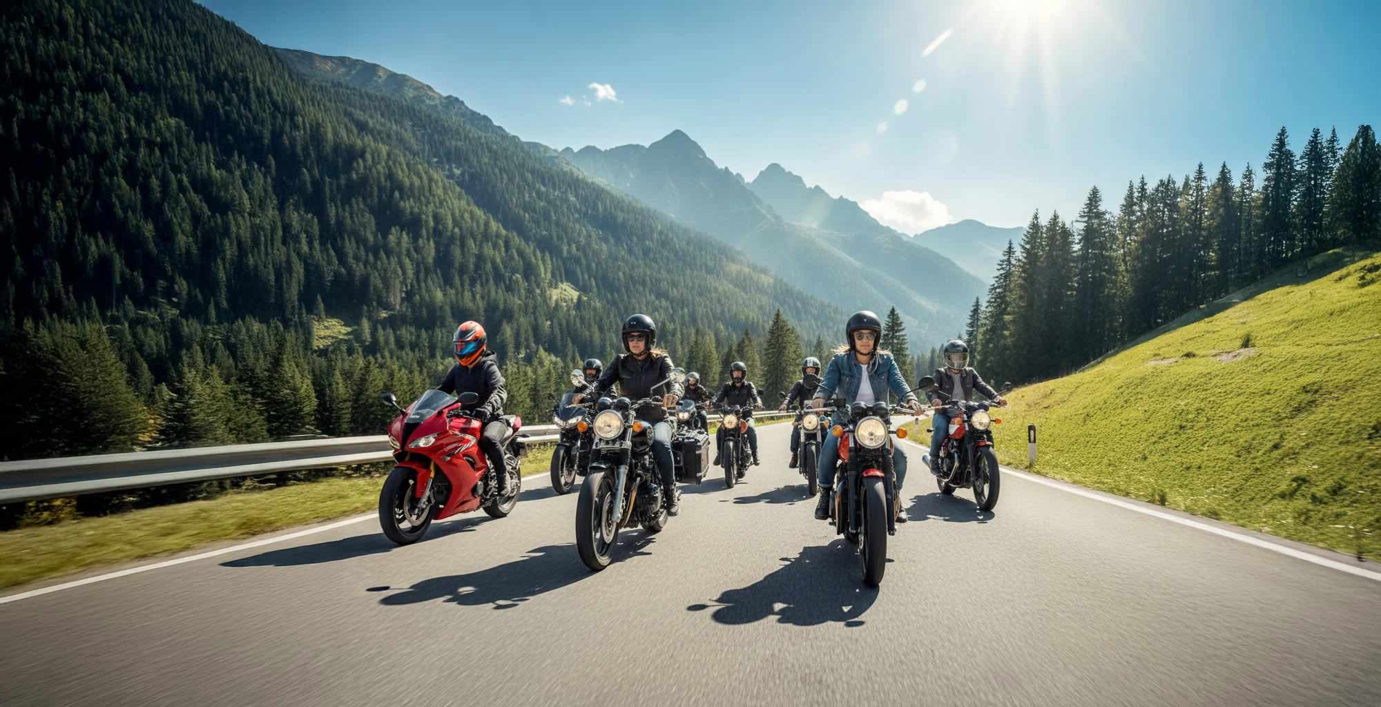 Groupe de motards en balade